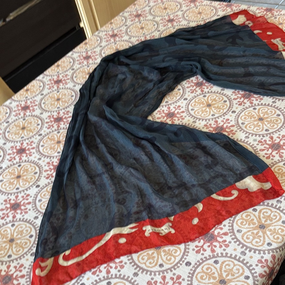 Bulgari Blue and Red Scarf